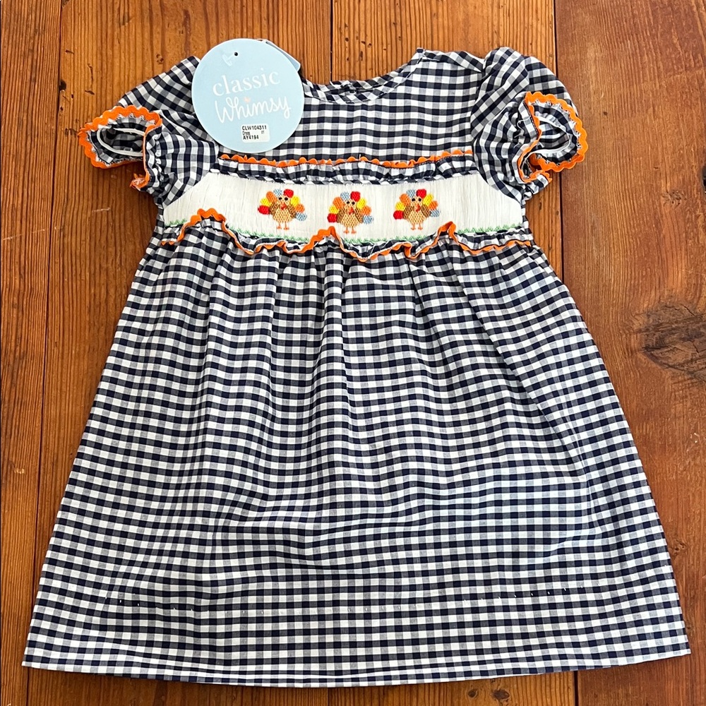 Navy and White Checkered Kids Dress